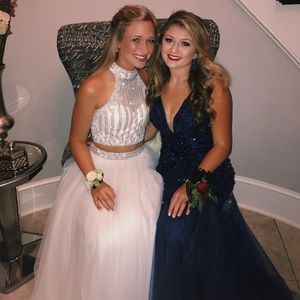 Sherri Hill white two piece prom dress